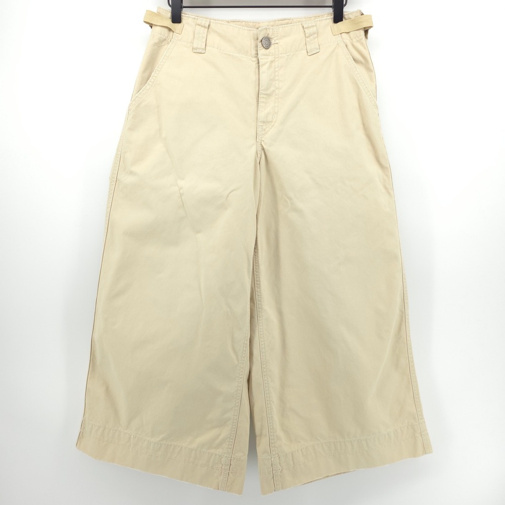 BDG Womens Pants Wide Leg Cropped 4 Beige Cotton Canvas Utility Chino